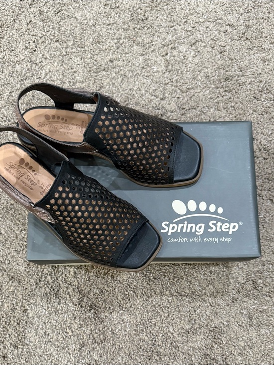 Spring Step Shoes - Spring Step Black Perforated Slingback Open-Toe Sandals